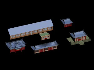 शहर चीनी प्राचीन विलासिता महल भवन - 15 3D मॉडल