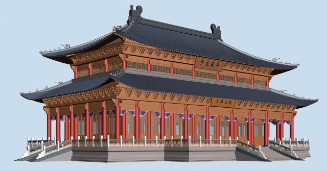 city chinese ancient luxury palace building - 46 3D Модель .c4d .max .obj .3ds .fbx .stl .blend 