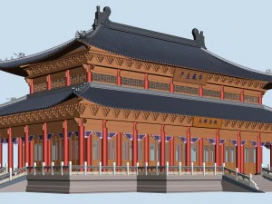 b&acirc;timent de palais de luxe ancien chinois de la ville - 46 Modèle 3D