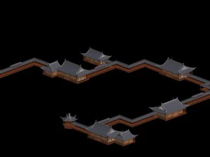 city chinese ancient luxury palace building - 55 3D Model