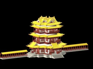 ciudad china antiguo edificio del palacio de lujo - 98 Modelo 3D