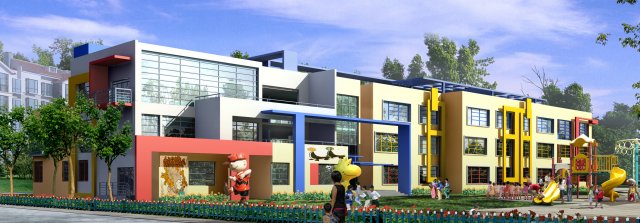 kindergarten happy city office buildings - 02 Modello 3D .c4d .max .obj .3ds .fbx .stl .blend 