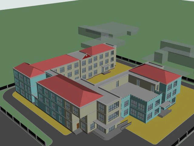 kindergarten happy city office buildings - 12 3D Model .c4d .max .obj .3ds .fbx .stl .blend 