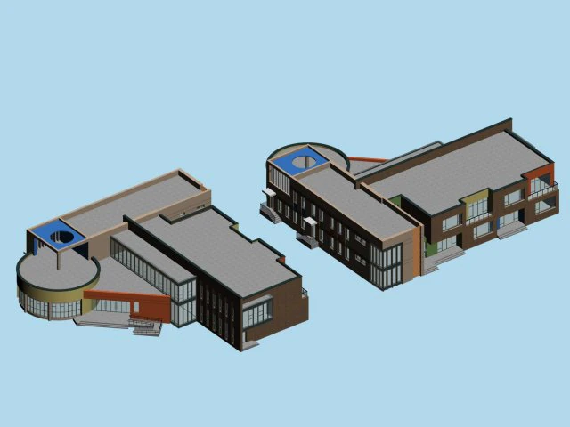 kindergarten happy city office buildings - 19 3D Model .c4d .max .obj .3ds .fbx .stl .blend 