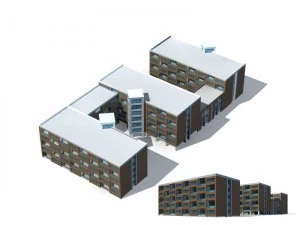 projekt biurowca miejskiego z willą ogrodową - 38 Model 3D