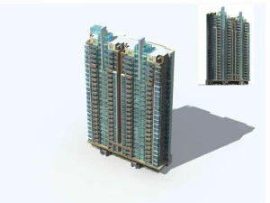 projekt budynku biurowego willi miejskiej z ogrodem - 50 Model 3D