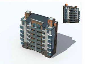 progettazione di un edificio per uffici in una villa residenziale con giardino in citt&agrave; - 54 Modello 3D