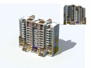 progettazione di un edificio per uffici in una villa residenziale con giardino in citt&agrave; - 70 Modello 3D