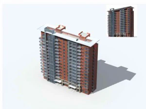projekt budynku biurowo-mieszkalnego z ogrodem miejskim - 74 Model 3D