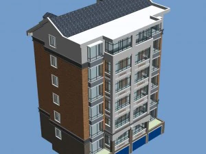 progettazione di un edificio per uffici in una villa residenziale con giardino in citt&agrave; - 128 Modello 3D