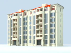 projekt budynku biurowo-mieszkalnego z ogrodem miejskim - 131 Model 3D