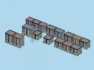 progettazione di un edificio per uffici in una villa residenziale con giardino in citt&agrave; - 163 Modello 3D