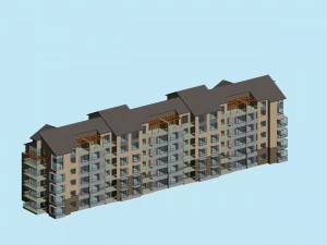 projekt budynku biurowo-mieszkalnego z ogrodem miejskim - 165 Model 3D