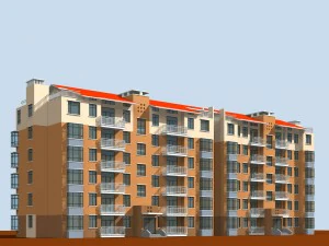 progettazione di un edificio per uffici in una villa residenziale con giardino in città - 213 Modello 3D