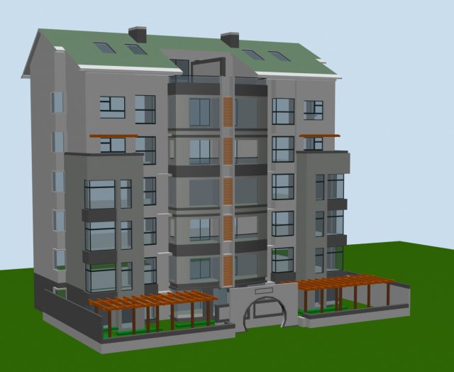 city residential garden villa office building design - 226 Modello 3D .c4d .max .obj .3ds .fbx .stl .blend 