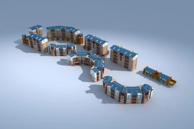 city residential garden villa office building design - 245 3D Model .c4d .max .obj .3ds .fbx .stl .blend 