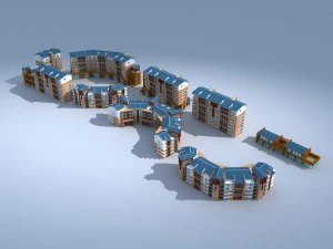 Entwurf eines städtischen Wohngartenvilla-Bürogebäudes - 245 3D Modell