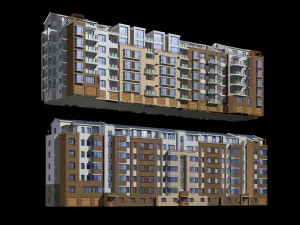 projekt budynku biurowego willi mieszkalnej miejskiej z ogrodem - 249 Model 3D