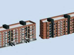 projekt budynku biurowego willi mieszkalnej miejskiej z ogrodem - 254 Model 3D