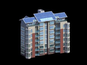 都市住宅ガーデンヴィラオフィスビルデザイン - 330 3Dモデル