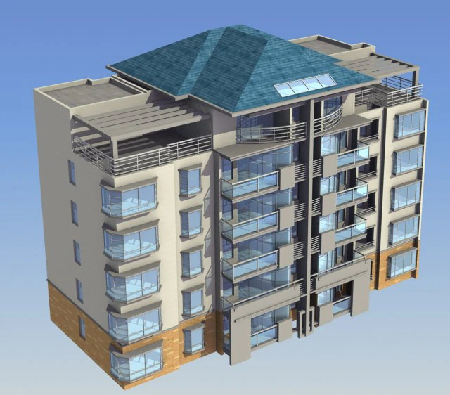city residential garden villa office building design - 344 3D Model .c4d .max .obj .3ds .fbx .stl .blend 