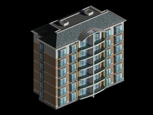 projekt budynku biurowego willi mieszkalnej miejskiej z ogrodem - 375 Model 3D