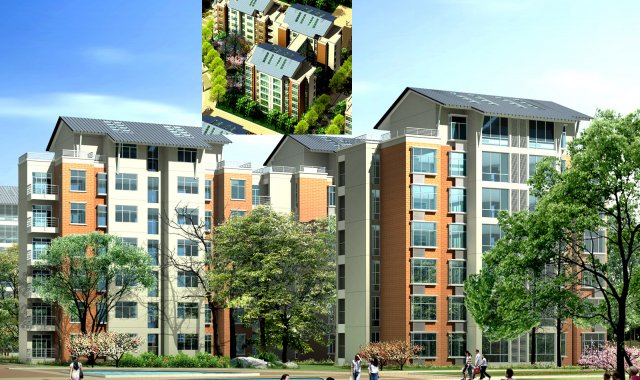 city residential garden villa office building design - 387 3D Model .c4d .max .obj .3ds .fbx .stl .blend