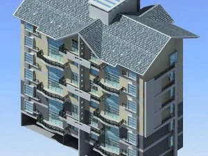 projekt budynku biurowo-mieszkalnego z ogrodem miejskim - 400 Model 3D