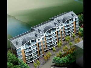 progettazione di un edificio per uffici in una villa residenziale con giardino in citt&agrave; - 439 Modello 3D
