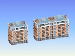 Entwurf eines st&auml;dtischen Wohngartenvilla-B&uuml;rogeb&auml;udes - 449 3D Modell