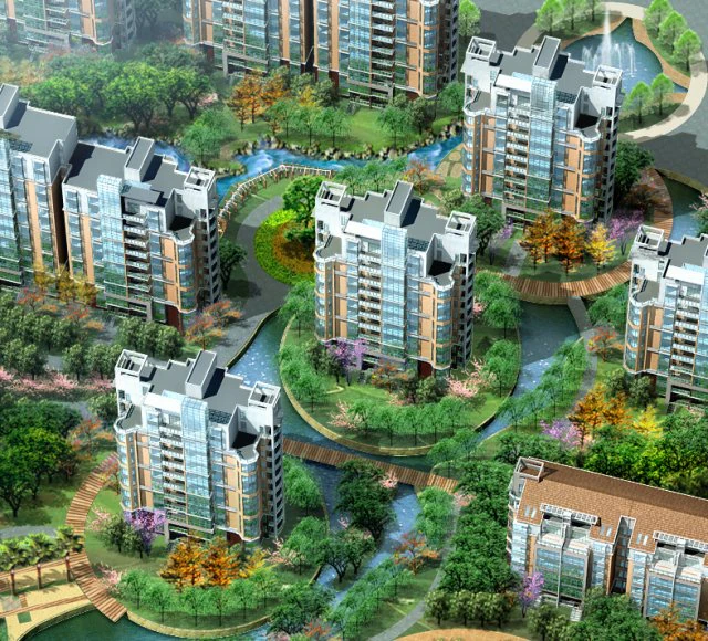 city residential garden villa office building design - 517 3D Model .c4d .max .obj .3ds .fbx .stl .blend 