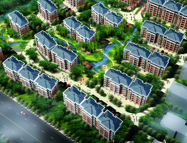 city residential garden villa office building design - 532 3D Model .c4d .max .obj .3ds .fbx .stl .blend 