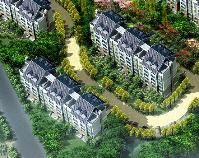 city residential garden villa office building design - 536 3Dモデル .c4d .max .obj .3ds .fbx .stl .blend 