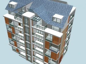 dise&ntilde;o de edificio de oficinas de villa con jard&iacute;n residencial de la ciudad - 538 Modelo 3D