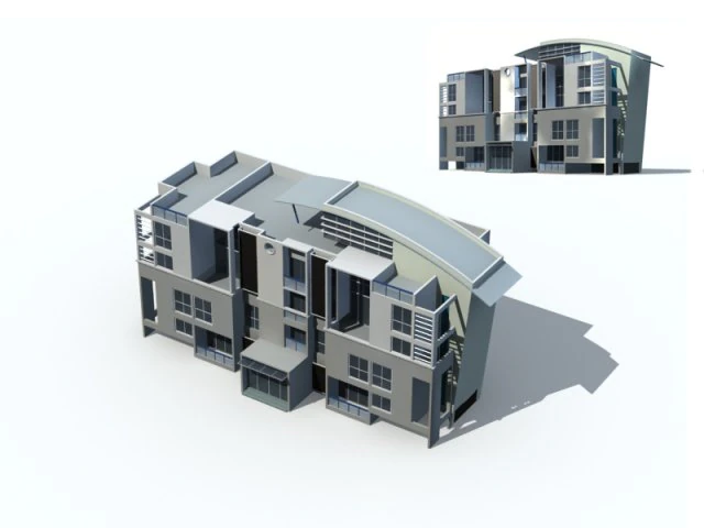 city residential garden villa office building design - 542 3D Model .c4d .max .obj .3ds .fbx .stl .blend 