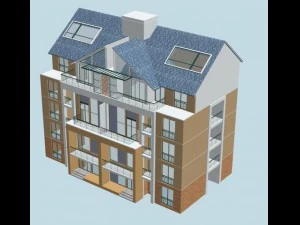 progettazione di un edificio per uffici in una villa residenziale con giardino in citt&agrave; - 545 Modello 3D