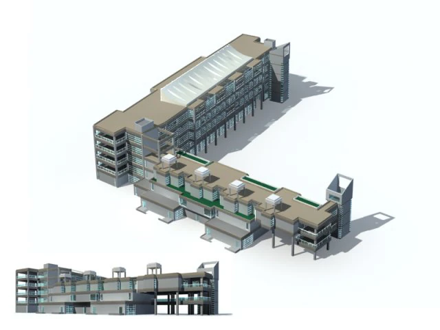 city residential garden villa office building design - 614 3D Model .c4d .max .obj .3ds .fbx .stl .blend 