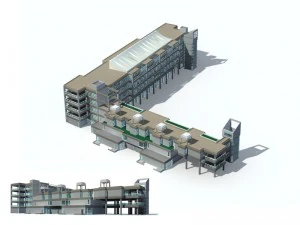 progettazione di un edificio per uffici in una villa residenziale con giardino in citt&agrave; - 614 Modello 3D