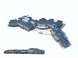 projekt budynku biurowego willi mieszkalnej miejskiej z ogrodem - 628 Model 3D