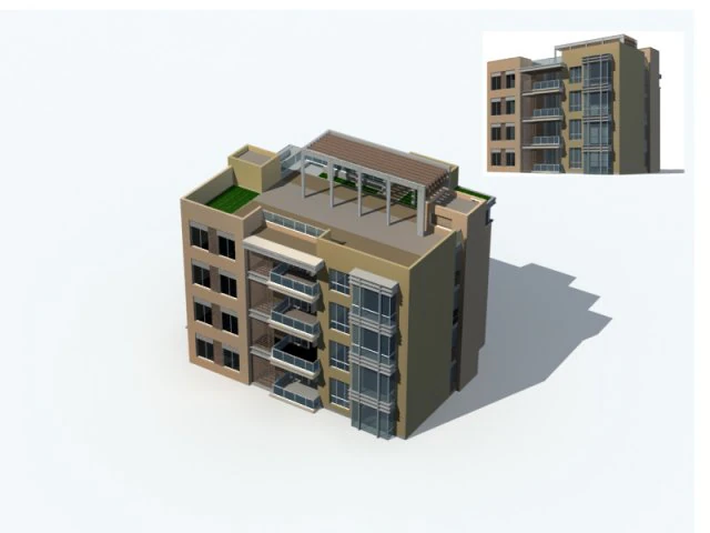 city residential garden villa office building design - 649 3D Model .c4d .max .obj .3ds .fbx .stl .blend 