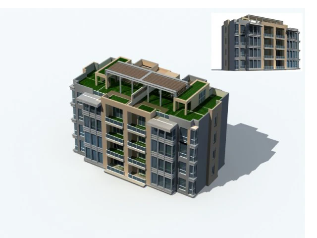 city residential garden villa office building design - 652 3D Model .c4d .max .obj .3ds .fbx .stl .blend 