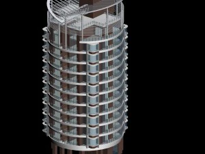 progettazione di un edificio per uffici in una villa residenziale con giardino in citt&agrave; - 684 Modello 3D