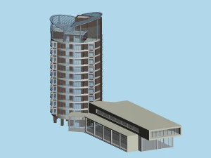 projekt budynku biurowo-mieszkalnego z ogrodem miejskim - 685 Model 3D
