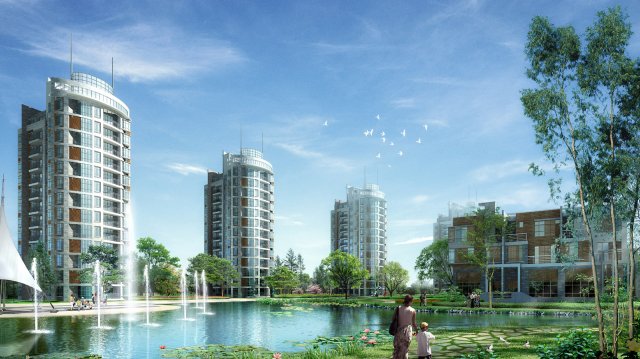 city residential garden villa office building design - 696 3D Model .c4d .max .obj .3ds .fbx .stl .blend 