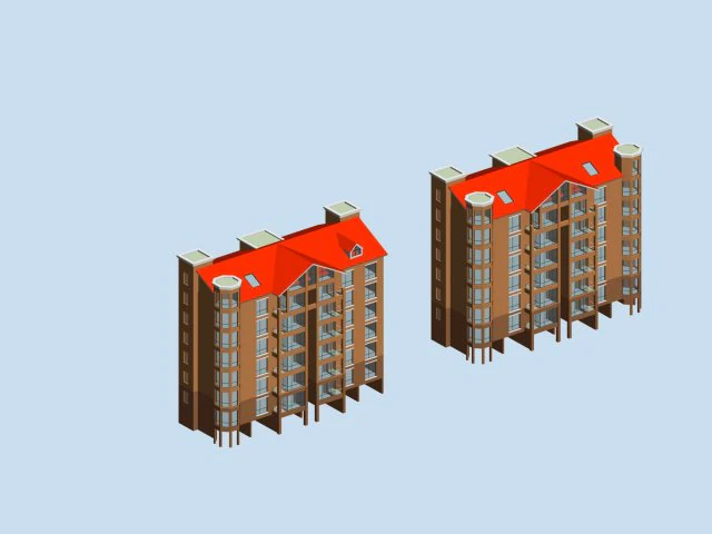 city hotel simple office building - 03 3D Model .c4d .max .obj .3ds .fbx .stl .blend 