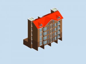 city hotel simple office building - 04 3D Model
