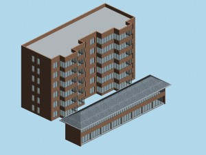 city hotel simple office building - 08 3D Model