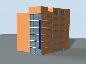 city hotel simple office building - 15 Modello 3D