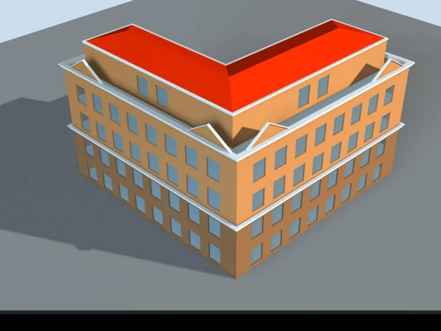 city hotel simple office building - 18 3D Model .c4d .max .obj .3ds .fbx .stl .blend 