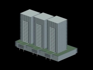 city hotel simple office building - 21 3D Model